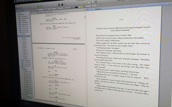 This is a screenshot of Scrivener on my iMac while drafting out the novelisation for series 3 of The Almighty Johnsons.